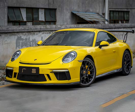 保時捷911競速黃改裝GT3包圍、碳纖尾翼